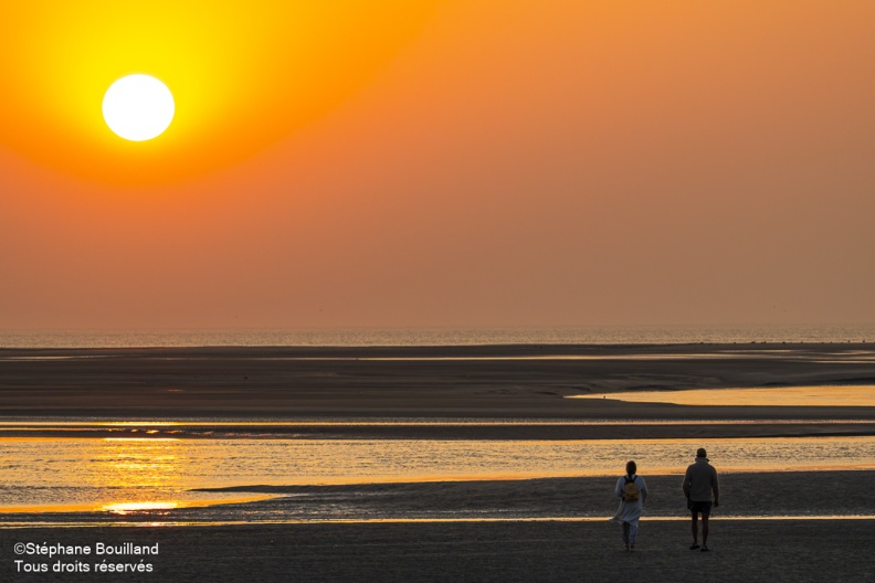 Coucher de soleil sur la mer à Berck-sur-mer